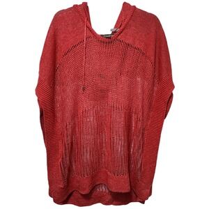 Tommy Bahama Womens Coral Open Knit Hooded Sweater Swimsuit Cover size S/M M/M